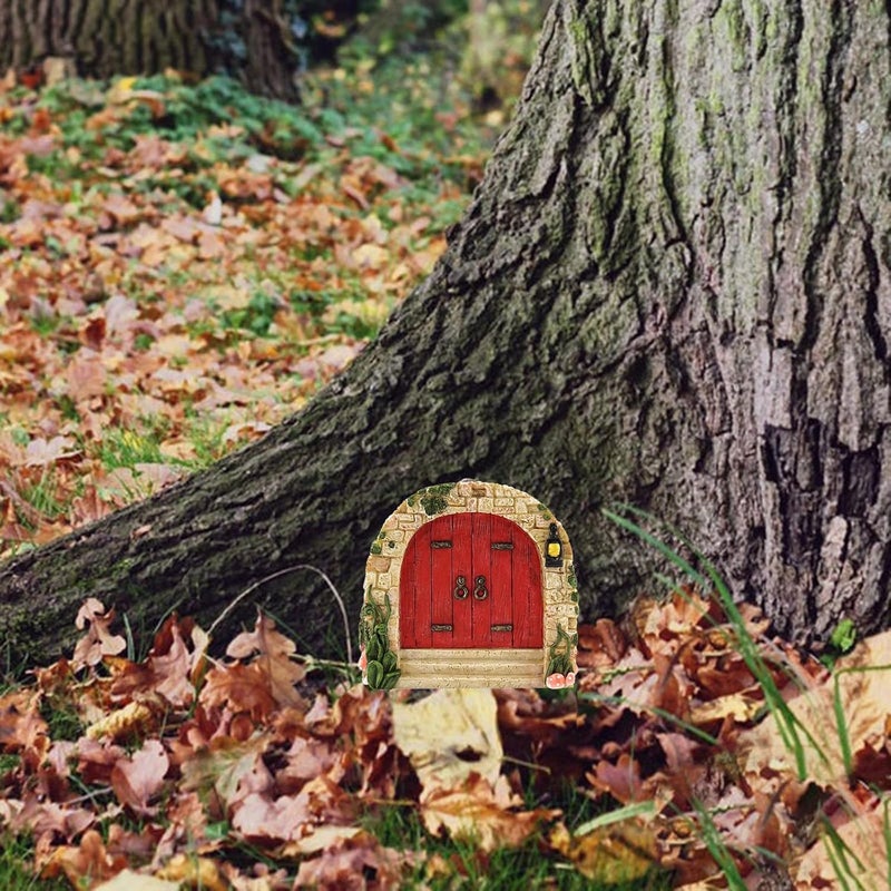 SETOFI Fairy Door for Tree, Wooden Fairy Doors Elf Door Miniature Wood Doors for Garden Yard Trees Ornaments (G) - Image 3